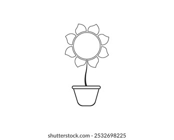 Página de libro para colorear de ramo de flores hermosas y bañera. Página de libros para colorear para adultos o niños. Ilustración vectorial plana y fondo blanco.