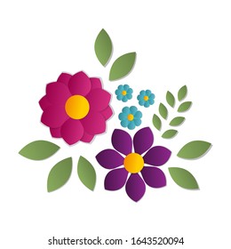 beautiful flowers bouquet, cut out style, vector graphic design element