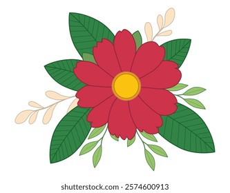 Beautiful flowers bud graphic design on white. Vector illustration.