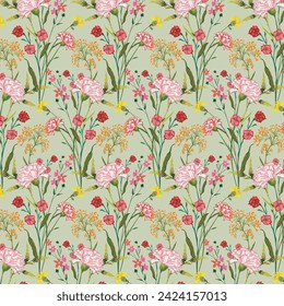 beautiful flowers bunches in seamless pattern