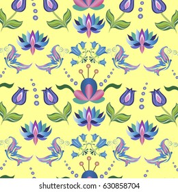 beautiful flowers and butterflies on a yellow background