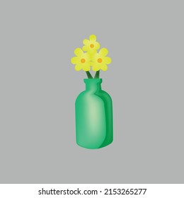 Beautiful Flowers in Ceramic Vase, Bouquet of Blooming Flowers for Interior Decoration Vector Illustration