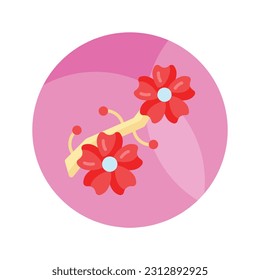 Beautiful flowers of cherry blossom in modern style, well designed icon of flowers