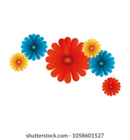 beautiful flowers colorful decorative icon