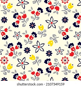 Beautiful flowers colorful design pattern daisies style decorative print