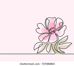 Beautiful flowers. Continuous line drawing. Vector illustration
