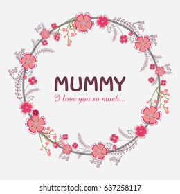 Schöne Blumen dekoriert kreisförmigen Rahmen Design, Elegante Grußkarte für den glücklichen Muttertag.