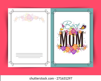 Beautiful flowers decorated greeting card design with stylish text Best Mom for Happy Mother's Day celebration. 