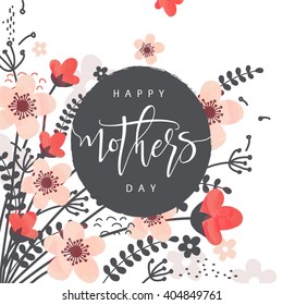 Beautiful flowers decorated greeting card design for Happy Mother's Day celebration.