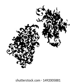 beautiful flowers decoration element silhouette