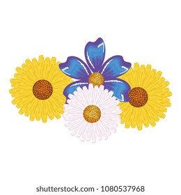 beautiful flowers decorative icon