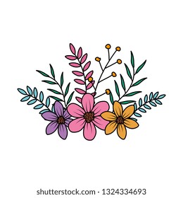 beautiful flowers decorative icon