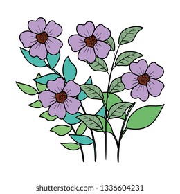 beautiful flowers decorative icon