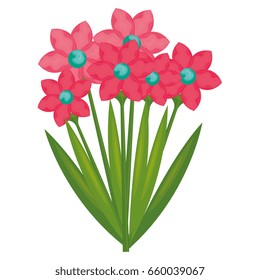 beautiful flowers decorative icon