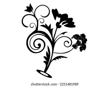 beautiful flowers design art vector, black and white design, flowers drawing background,