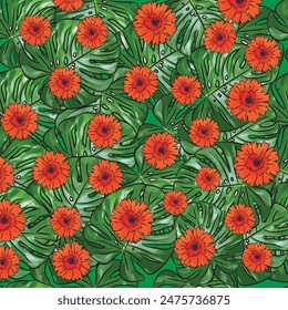 Beautiful flowers design background seamless pattern. Can be used for fabric textile wallpaper.