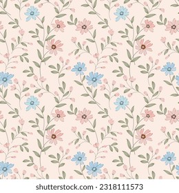 Beautiful flowers design in pastel color seamless pattern. This pattern can be used for fabric textile wallpaper gift wrap paper.