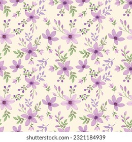 Beautiful flowers design in pastel color seamless pattern. This pattern can be used for fabric textile wallpaper gift wrap paper.