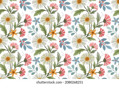 Beautiful flowers design seamless pattern for fabric textile wallpaper.
