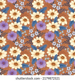 Las hermosas flores diseñan un patrón impecable. Se puede usar para papel de tela textil.