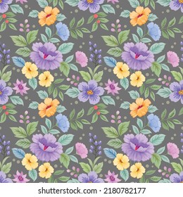 Beautiful flowers design seamless pattern. Can be used for fabric textile wallpaper.