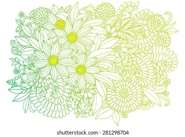 Beautiful flowers doodle. Floral design elements for card.