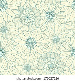 Beautiful flowers. Doodle seamless pattern. Vector background.