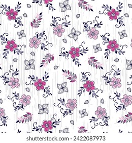 Beautiful flowers with elegant leaves on melanges lines background