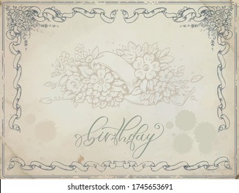 Beautiful flowers elements for postcard. Vector hand drawing elegance floral design in vintage style for print and scrapbook