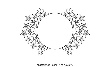 Beautiful Flowers frame around circle.
