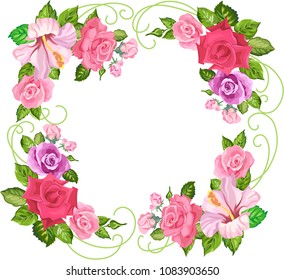 beautiful flowers frame with roses.vector