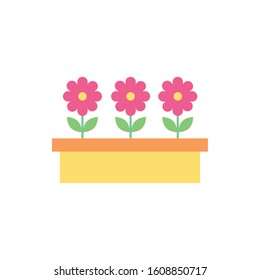 beautiful flowers garden in pot vector illustration design