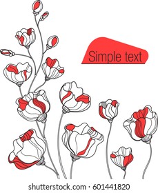 Beautiful flowers. Gentle red and brown color. Decorative floral background.