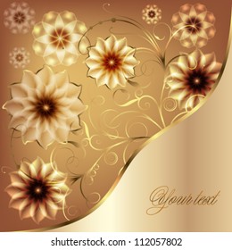 Beautiful flowers greeting with gold monograms and flowers