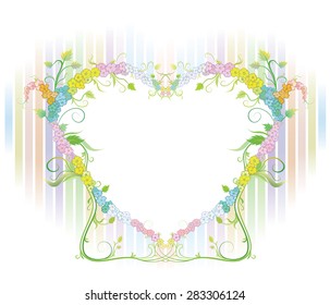 Beautiful flowers with heart . Drawing vector