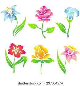 Beautiful  flowers  icon  set.