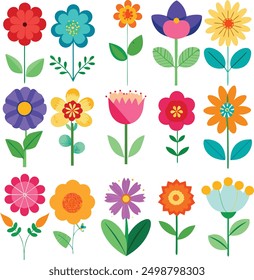 Beautiful Flowers icon Set .Vector illustrator Image.