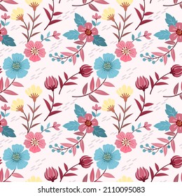 Beautiful flowers and leaf seamless pattern for fabric textile wallpaper.