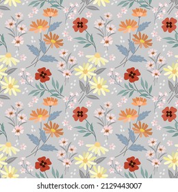 Beautiful flowers and leaf seamless pattern for fabric textile wallpaper.