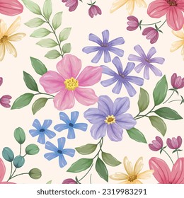 Beautiful flowers and leaf seamless pattern. Can be used for fabric textile wallpaper.