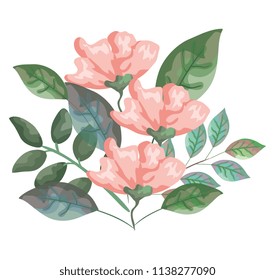 beautiful flowers and leafs decoration