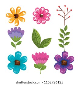 beautiful flowers and leafs decoration