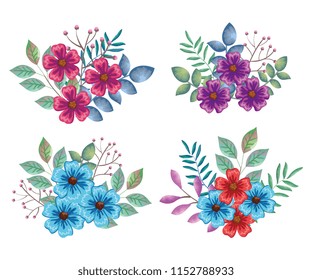 beautiful flowers and leafs decoration