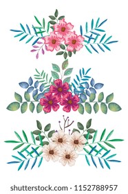 beautiful flowers and leafs decoration