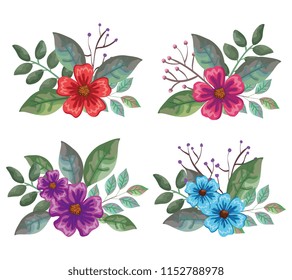 beautiful flowers and leafs decoration