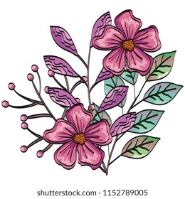 beautiful flowers and leafs decoration