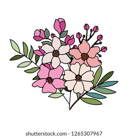 beautiful flowers and leafs decoration