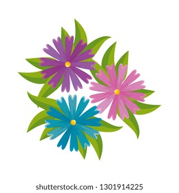 beautiful flowers and leafs decoration