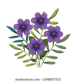 beautiful flowers and leafs decoration