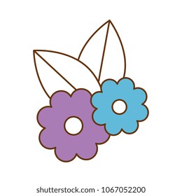 beautiful flowers with leafs decorative